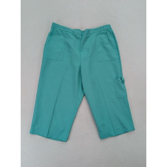Alfred Dunner Women's Capri Pants Size 16P Green Elastic Waist Pull-On FLAWS - Picture 1 of 15